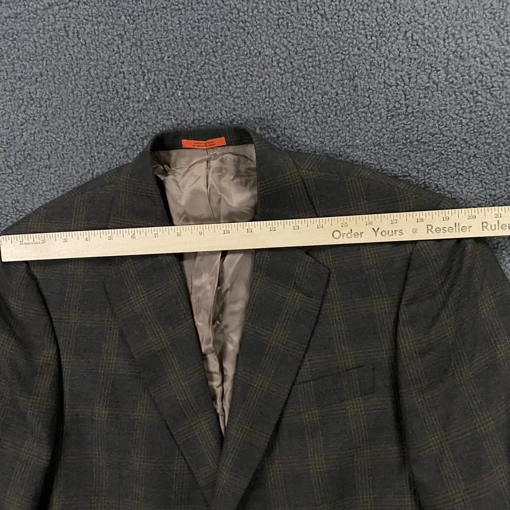 Hart Schaffer Marx Blazer size 40R Travelor Plaid Wool Brown Suit Jacket‎